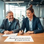 Autorización expresa del fichero: firmada por representante y representado